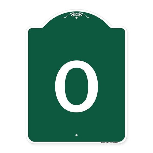 Signmission Designer Series Sign-Sign W/ Letter O, Green & White Aluminum Sign, 18" x 24", GW-1824-22936 A-DES-GW-1824-22936 - main